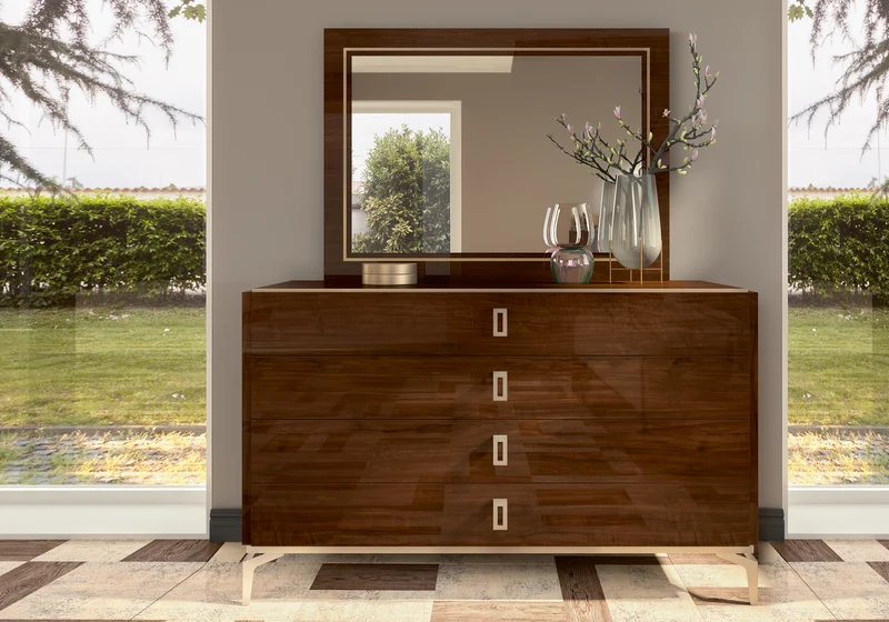 Miroir chambre noyer laqué – Eva