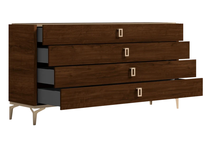 Chambre complète 160x200 noyer laqué – Eva
