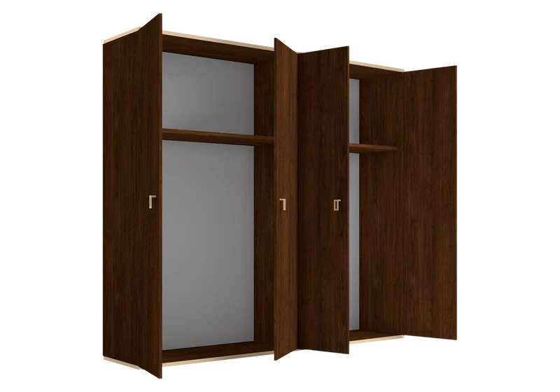 Chambre 160x200 noyer armoire 4 portes – Eva
