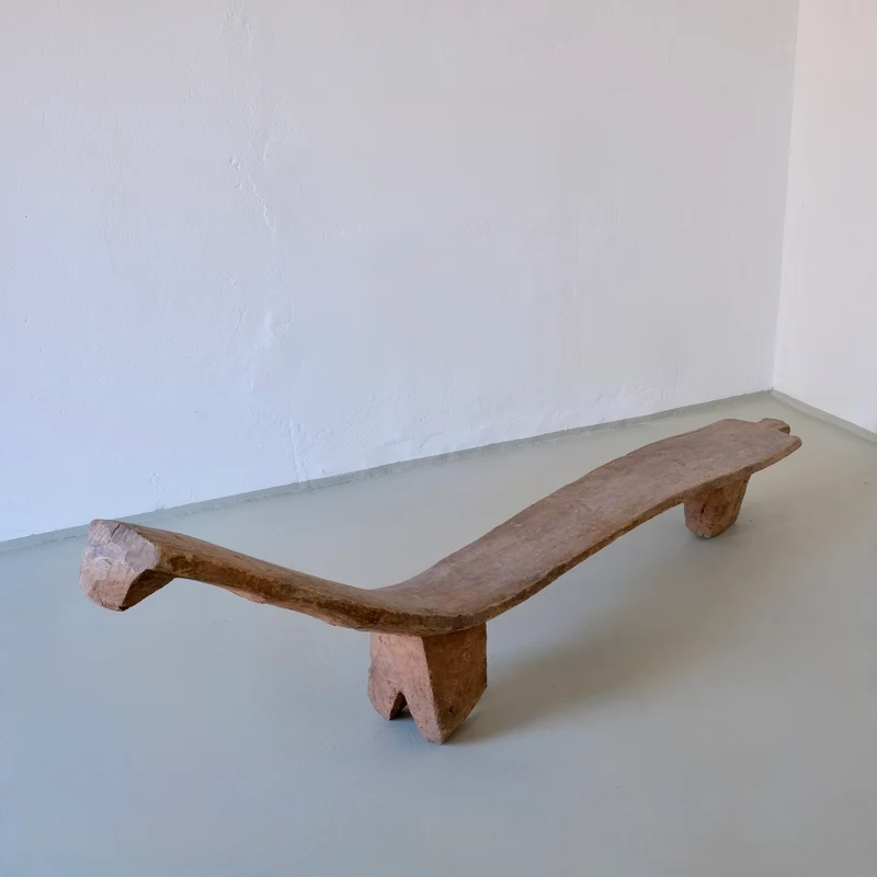 Primitive African Carved Wood Low Sculptural Bench