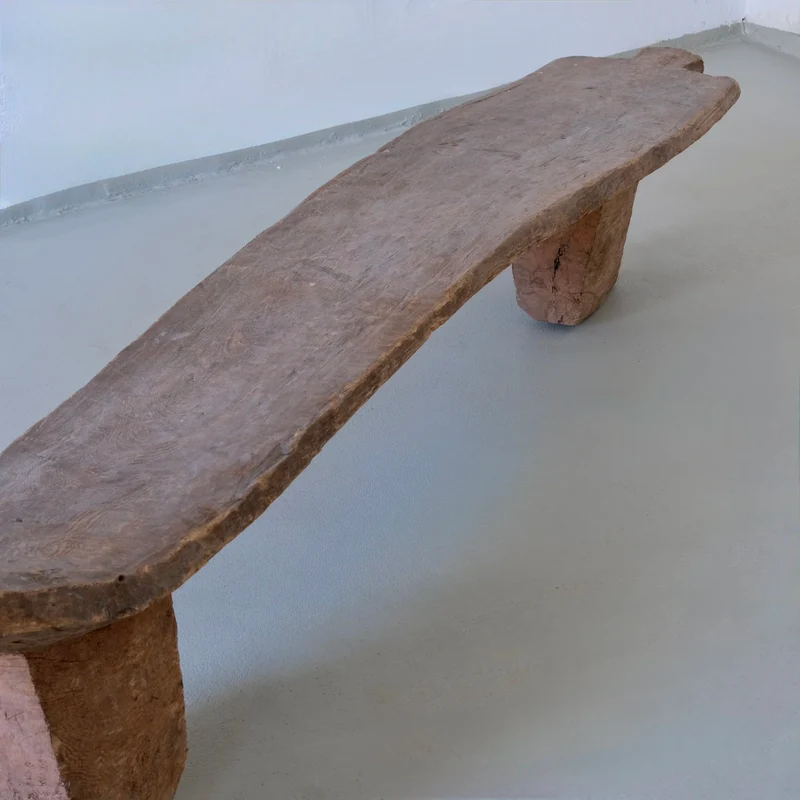 Primitive African Carved Wood Low Sculptural Bench
