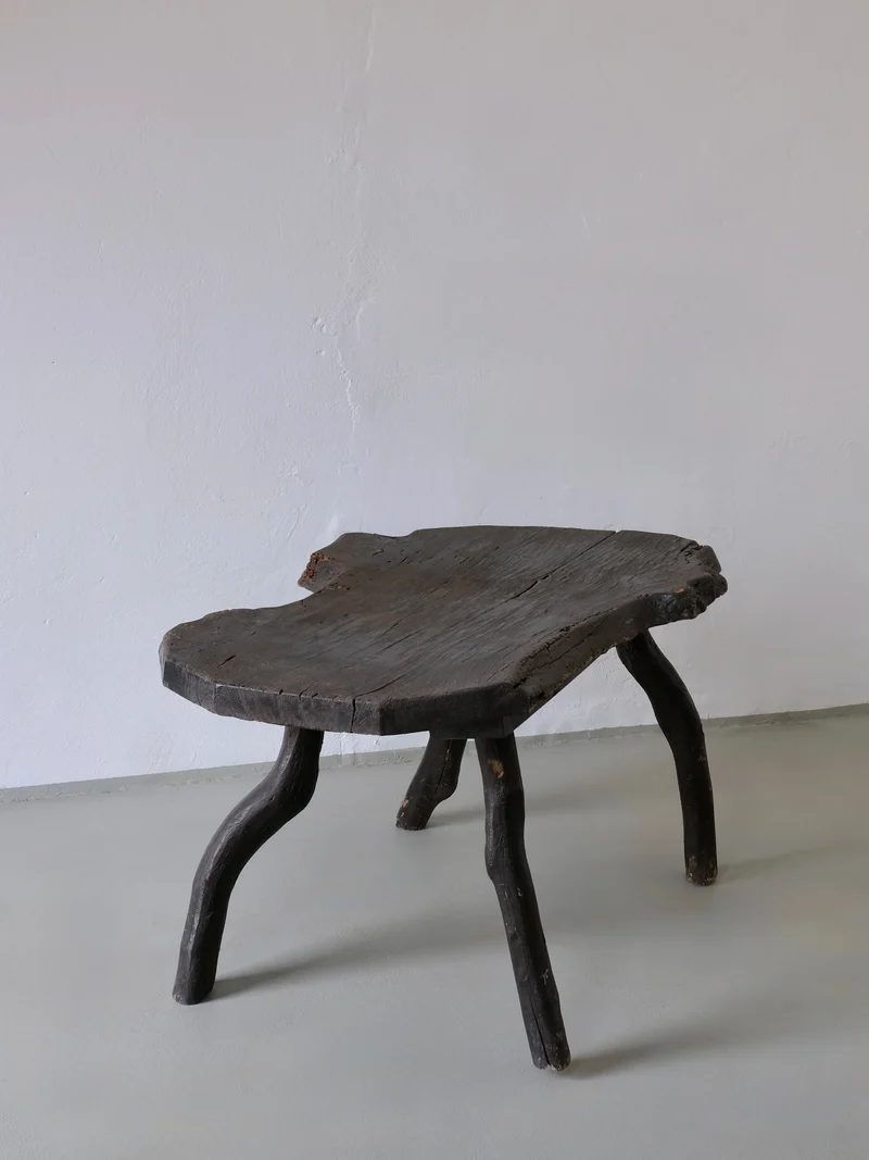 Wabi-Sabi Rustic Dark Wood Side Table | Belgium | Vintage