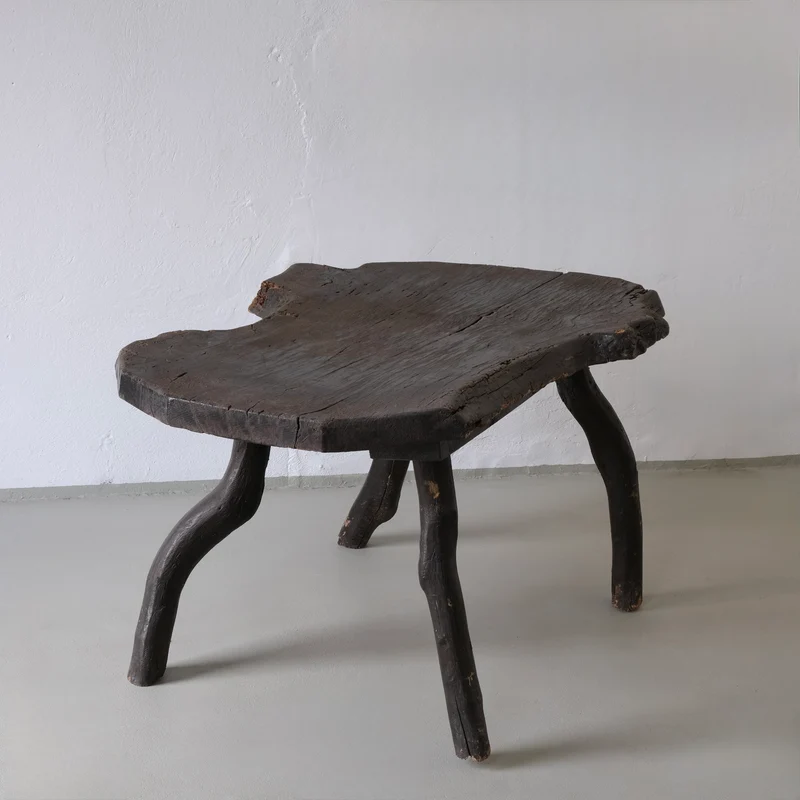 Wabi-Sabi Rustic Dark Wood Side Table | Belgium | Vintage