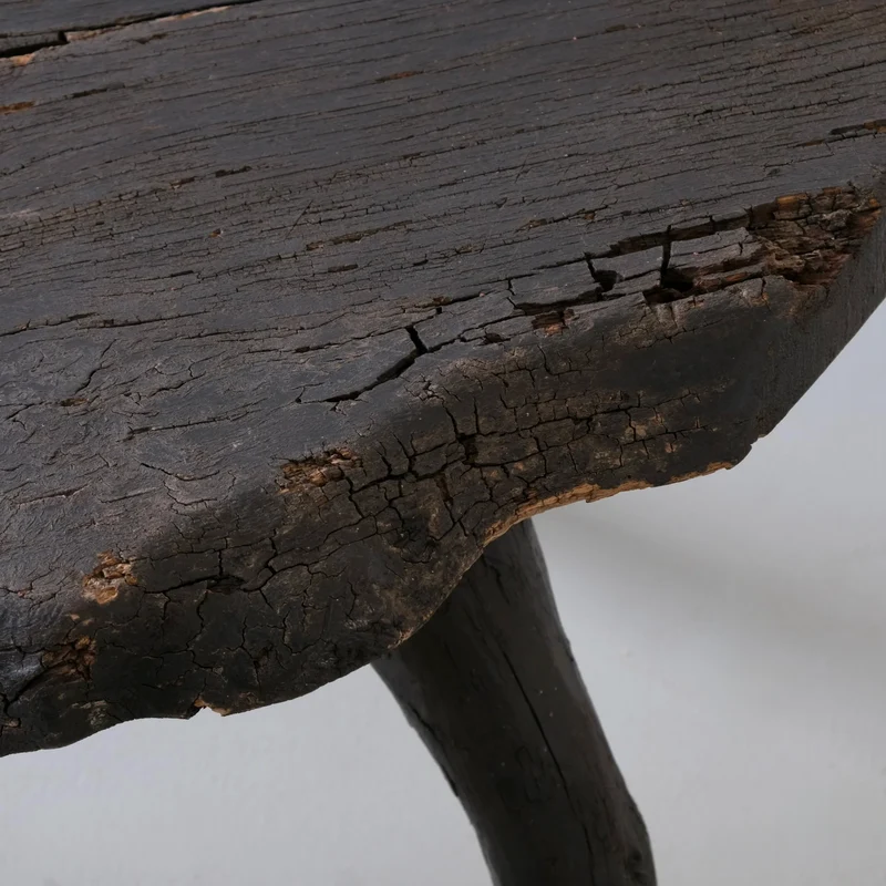Wabi-Sabi Rustic Dark Wood Side Table | Belgium | Vintage