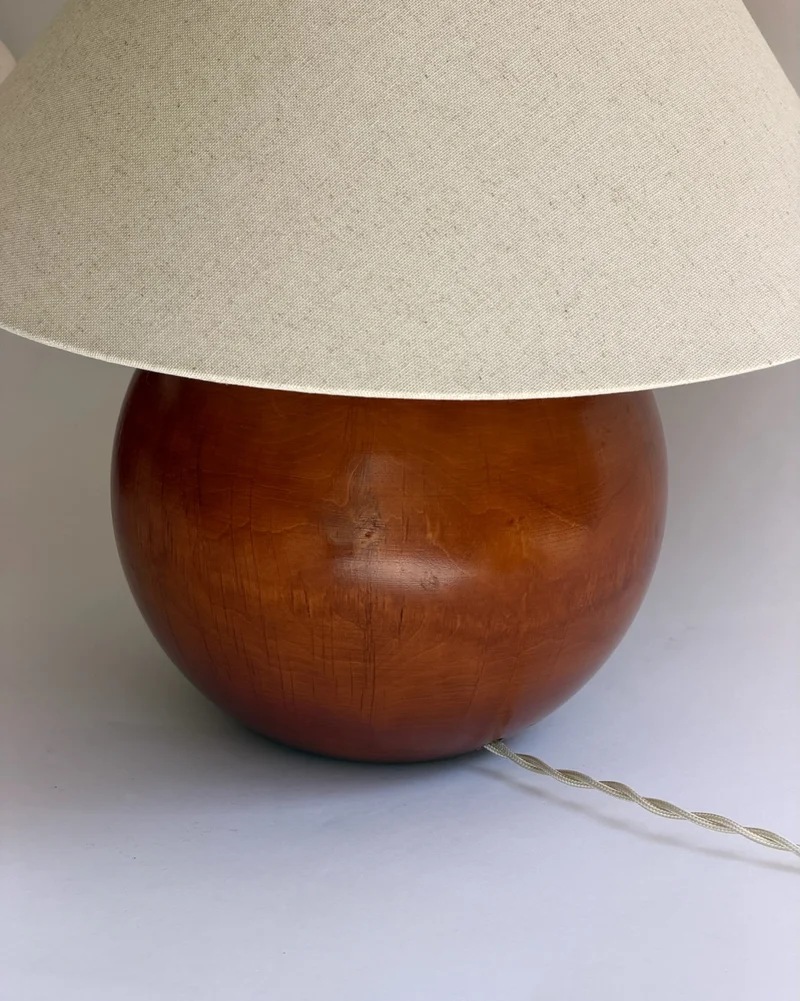 Vintage Wooden Cone Table Lamp