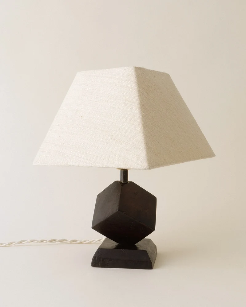 Geometric Wood Lamp France 1950s