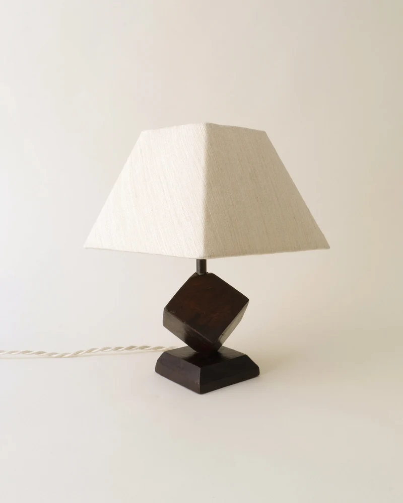 Geometric Wood Lamp France 1950s