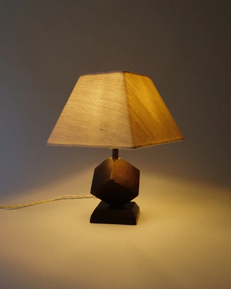 Geometric Wood Lamp France 1950s