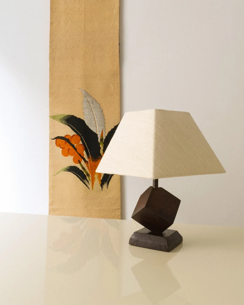 Geometric Wood Lamp France 1950s