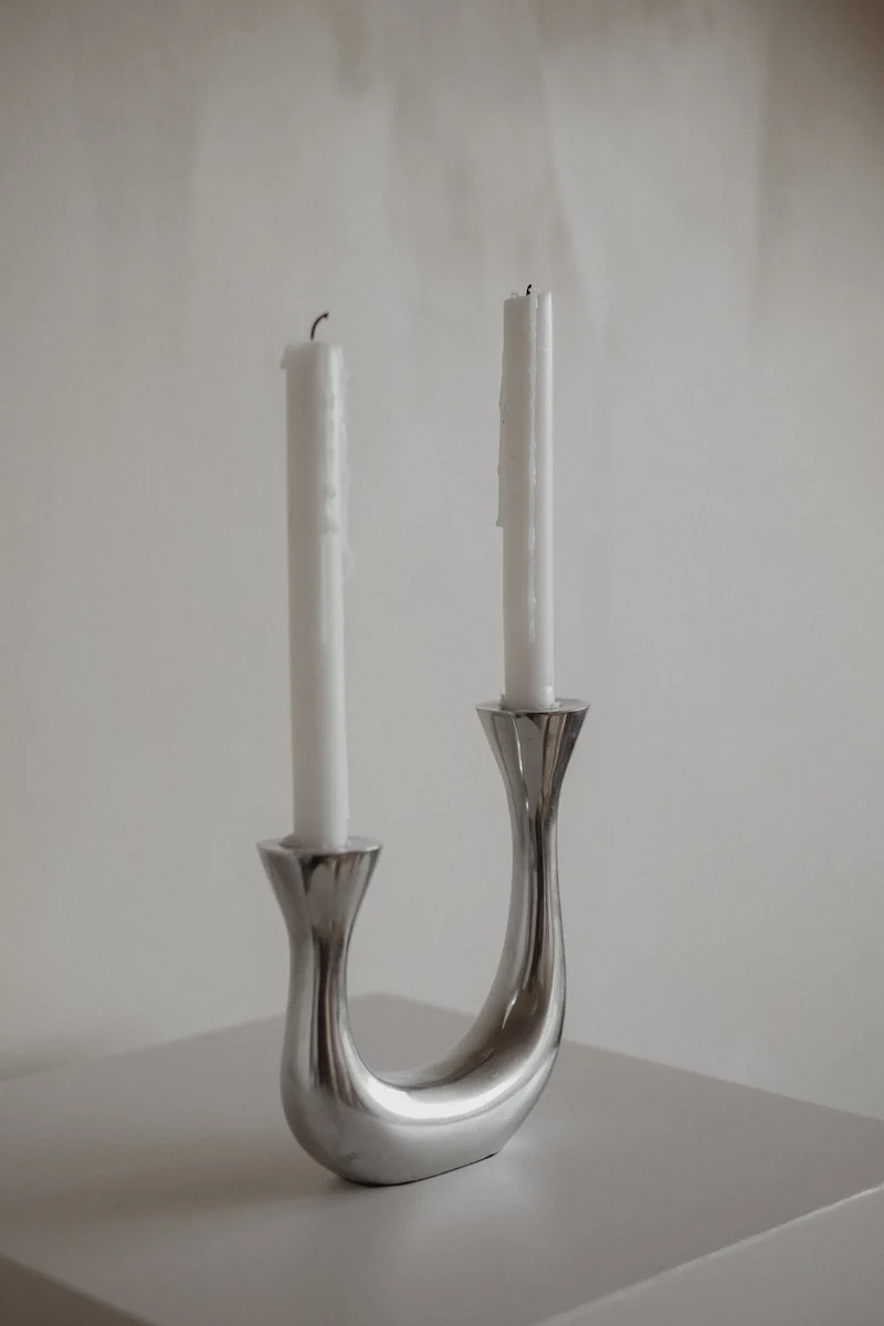 Sculptural Harmony Double Taper Candelabra