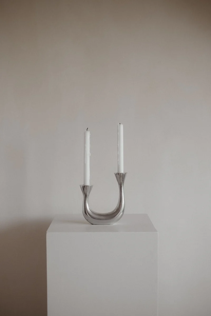 Sculptural Harmony Double Taper Candelabra