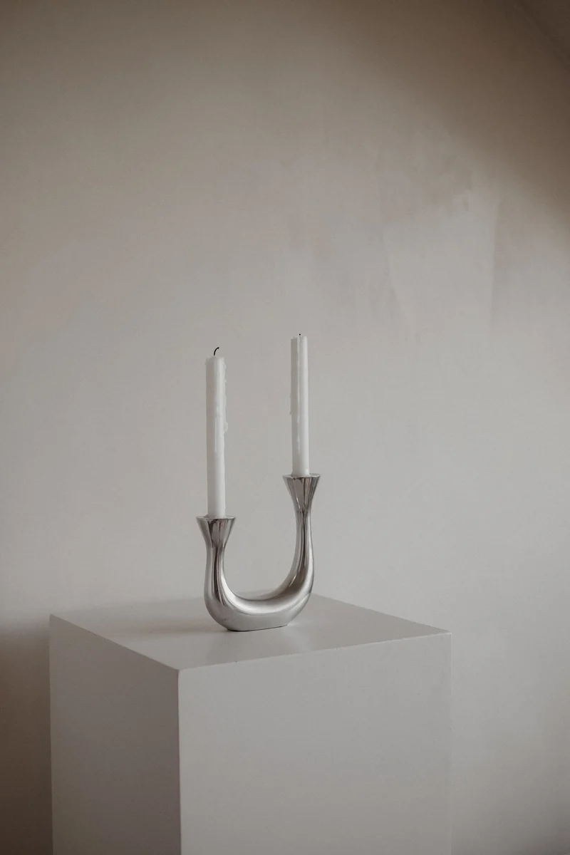 Sculptural Harmony Double Taper Candelabra