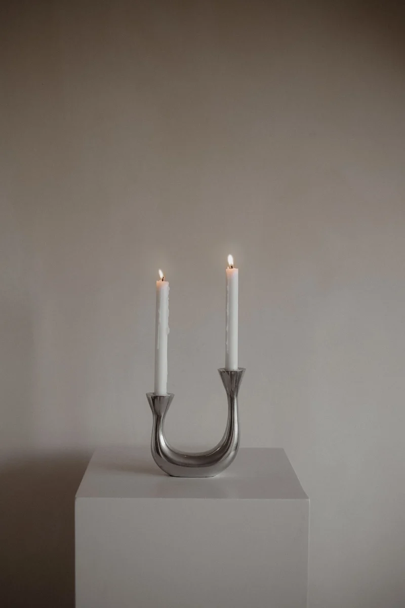 Sculptural Harmony Double Taper Candelabra