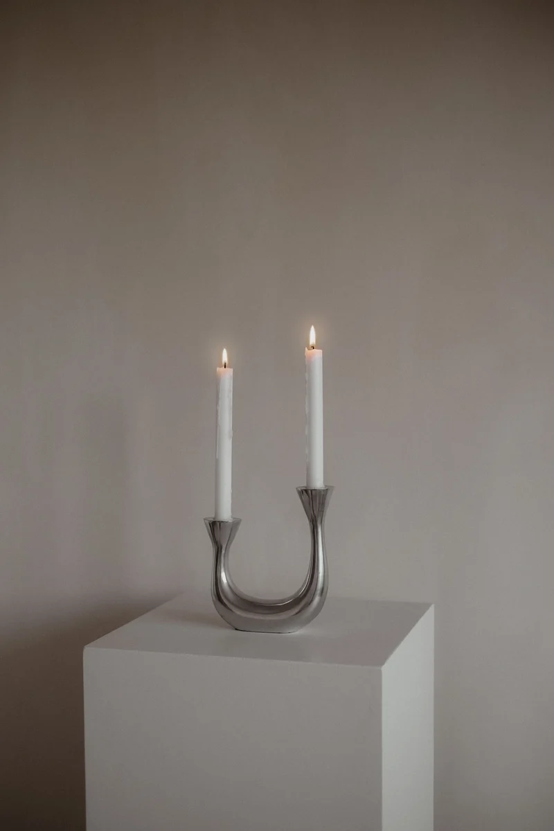 Sculptural Harmony Double Taper Candelabra