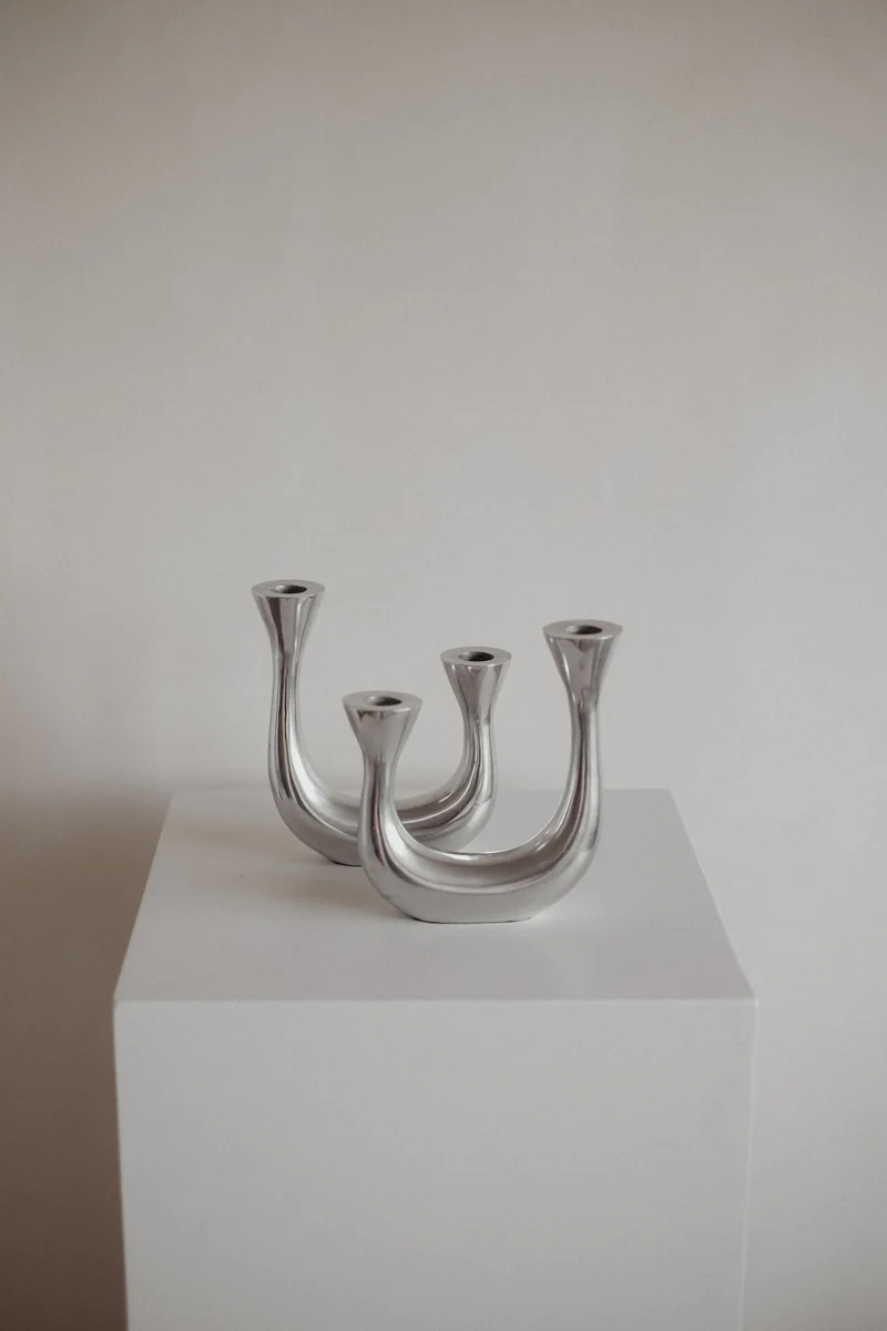 Sculptural Harmony Double Taper Candelabra