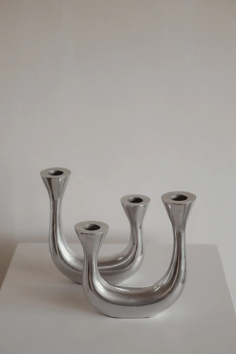 Sculptural Harmony Double Taper Candelabra