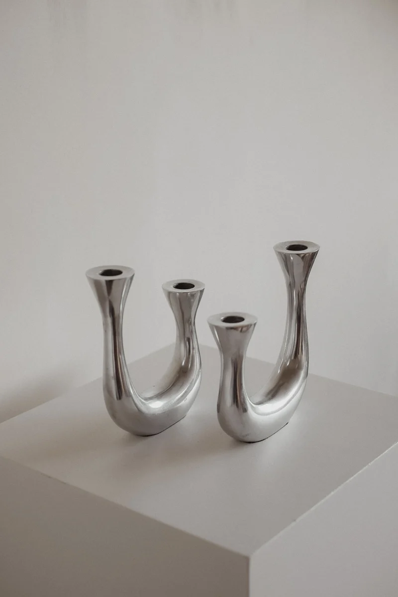 Sculptural Harmony Double Taper Candelabra