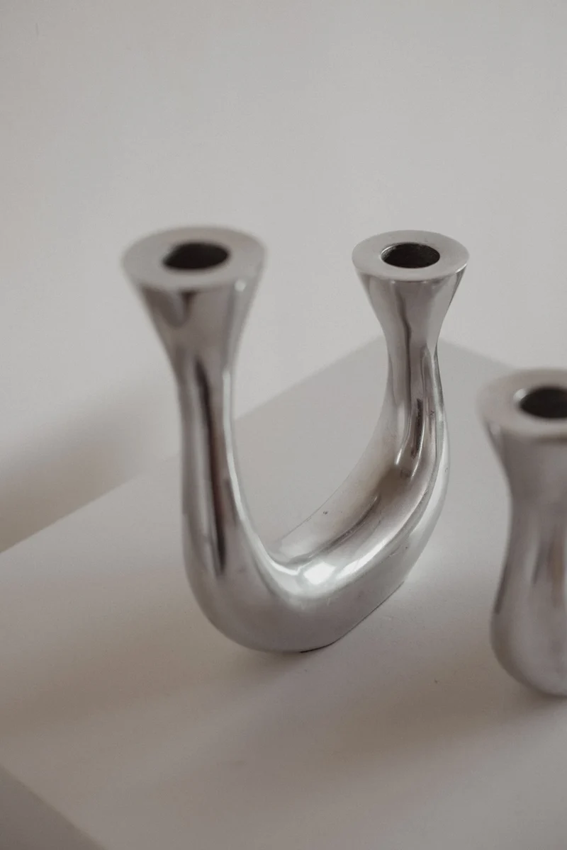 Sculptural Harmony Double Taper Candelabra
