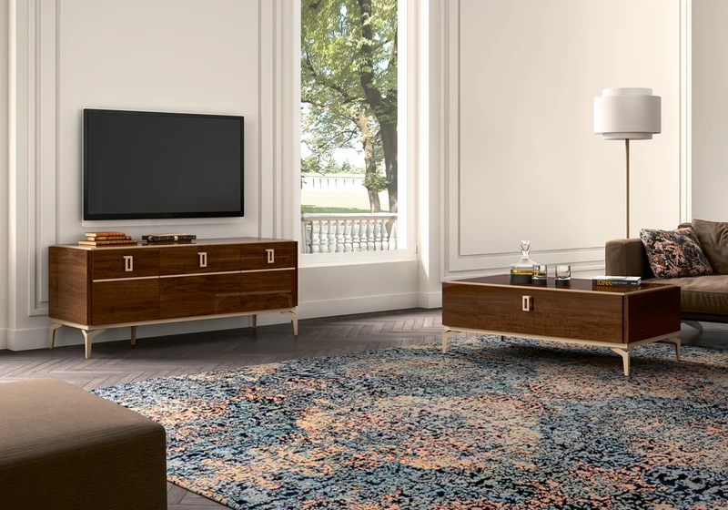 Table basse noyer avec tiroir – Eva