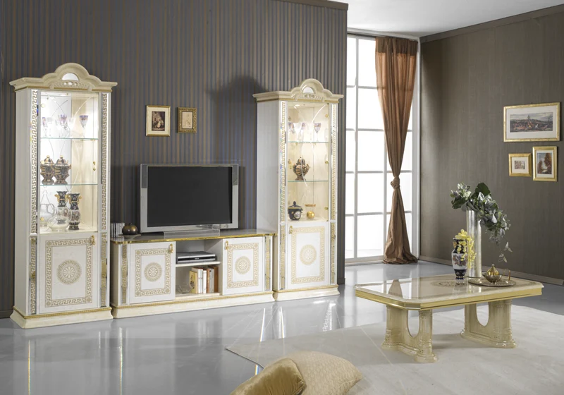 Ensemble meubles de salon baroque beige doré - CROWN