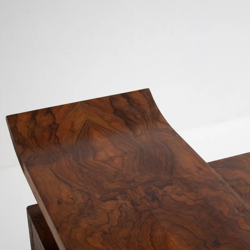 Art Deco Burl Wood Cabinet with Sculptural Top