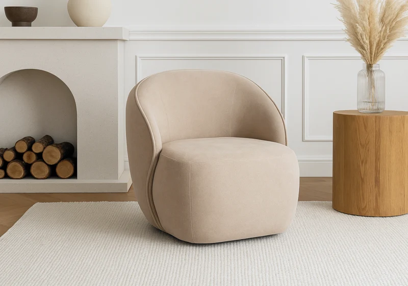 Fauteuil design pivotant velours taupe - Elsa