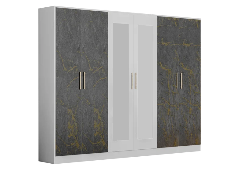 Chambre complète marbre gris doré LED – AMIRA