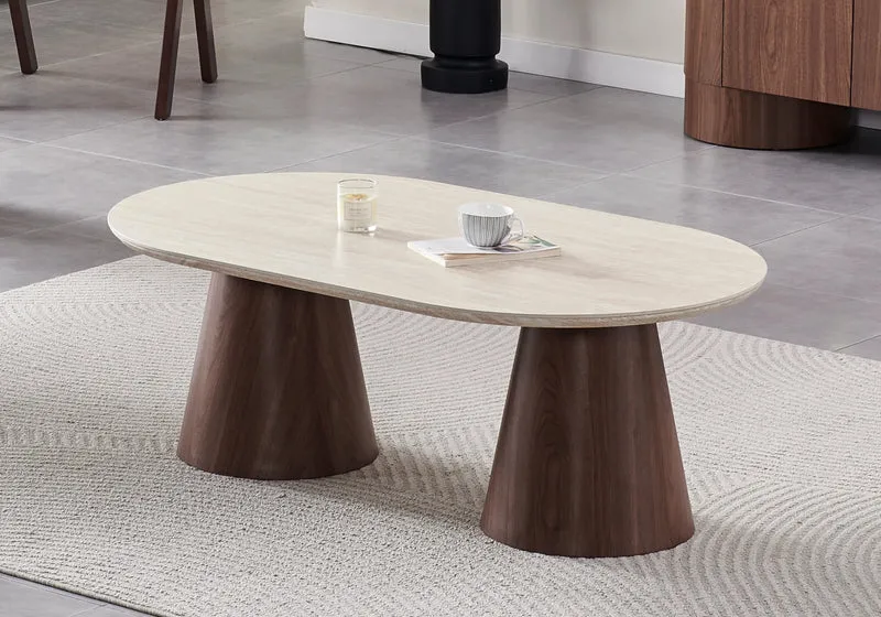 Ensemble table travertin et chaises noyer cannage - Monza