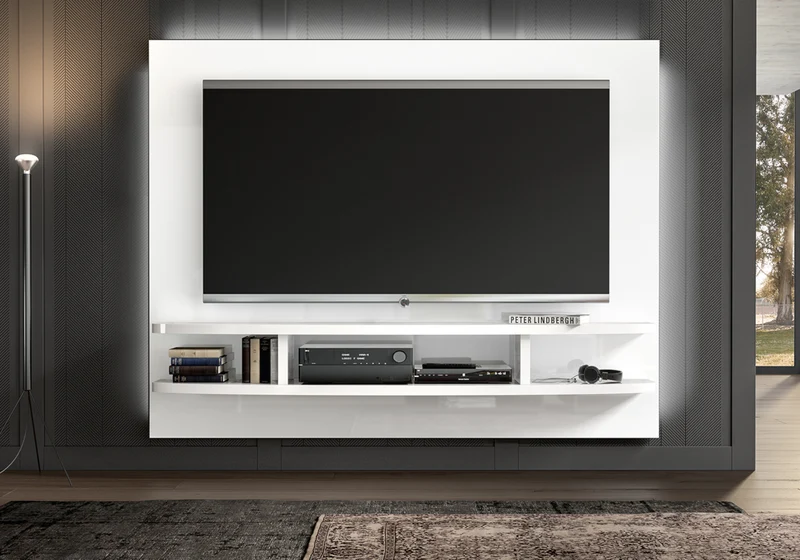 Meuble mural tv blanc moderne - Bianca