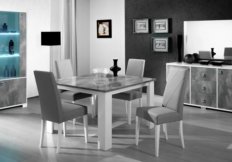Salle à manger laquée effet béton gris – SARAH