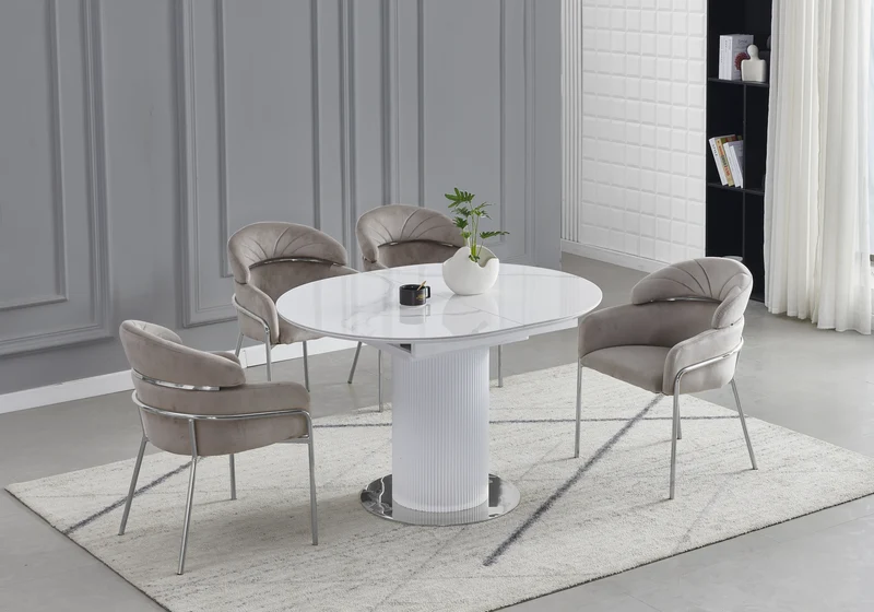Chaises en velours taupe et pieds argentés - Noam x4