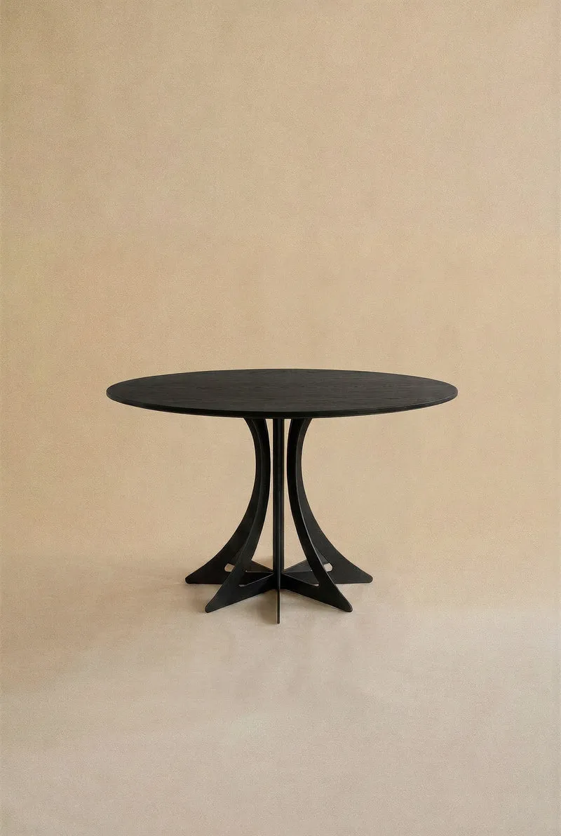 Fibonacci Dinning Table - Black and Solid Wood