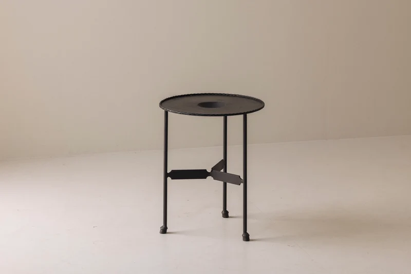 French Guéridon Side Table in Patinated Iron, 1940s