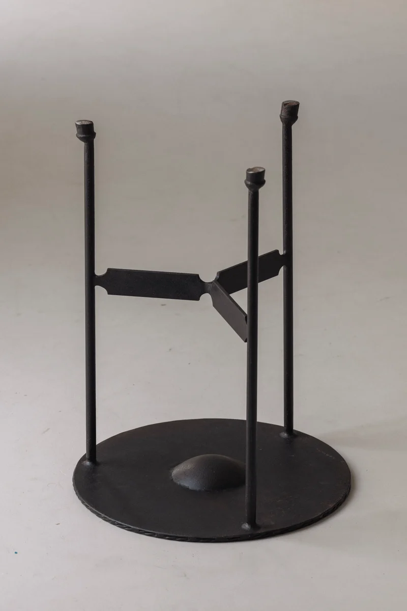 French Guéridon Side Table in Patinated Iron, 1940s