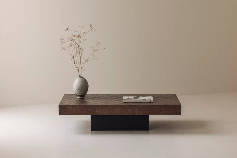 Rectangular Stained Bamboo Coffee Table, France 1960s