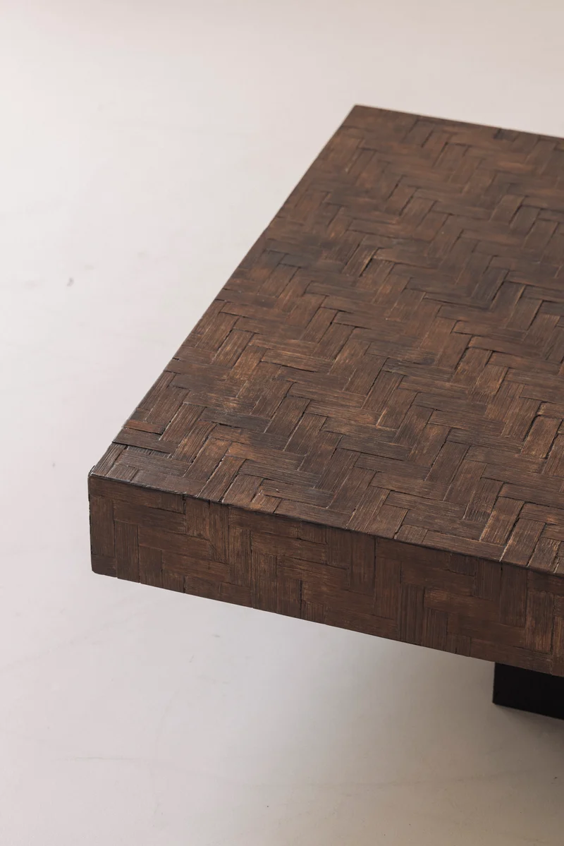 Rectangular Stained Bamboo Coffee Table, France 1960s