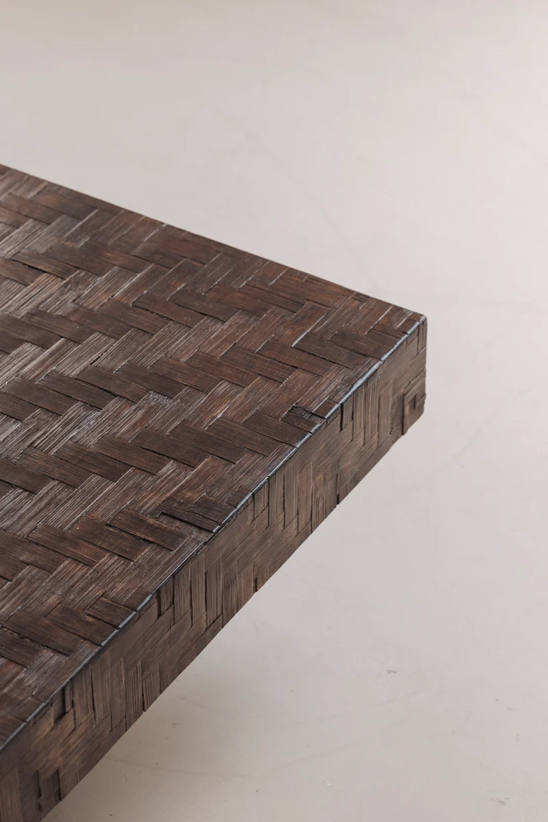 Rectangular Stained Bamboo Coffee Table, France 1960s