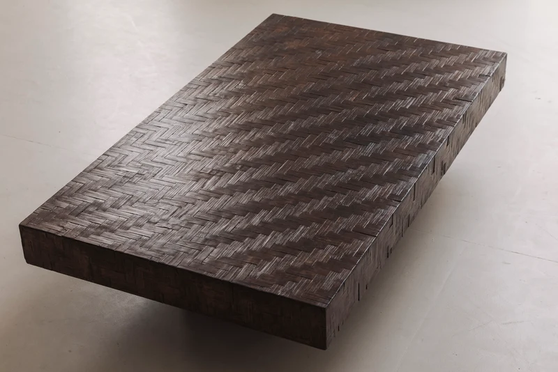 Rectangular Stained Bamboo Coffee Table, France 1960s