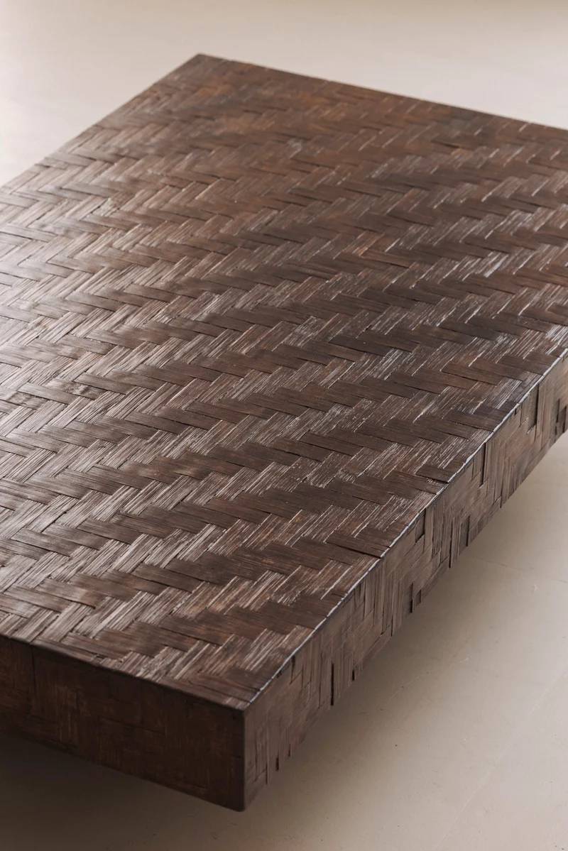 Rectangular Stained Bamboo Coffee Table, France 1960s