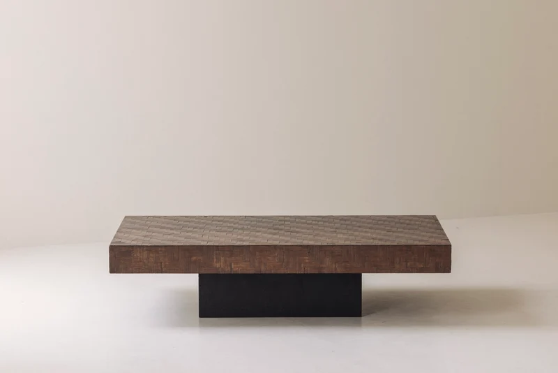 Rectangular Stained Bamboo Coffee Table, France 1960s