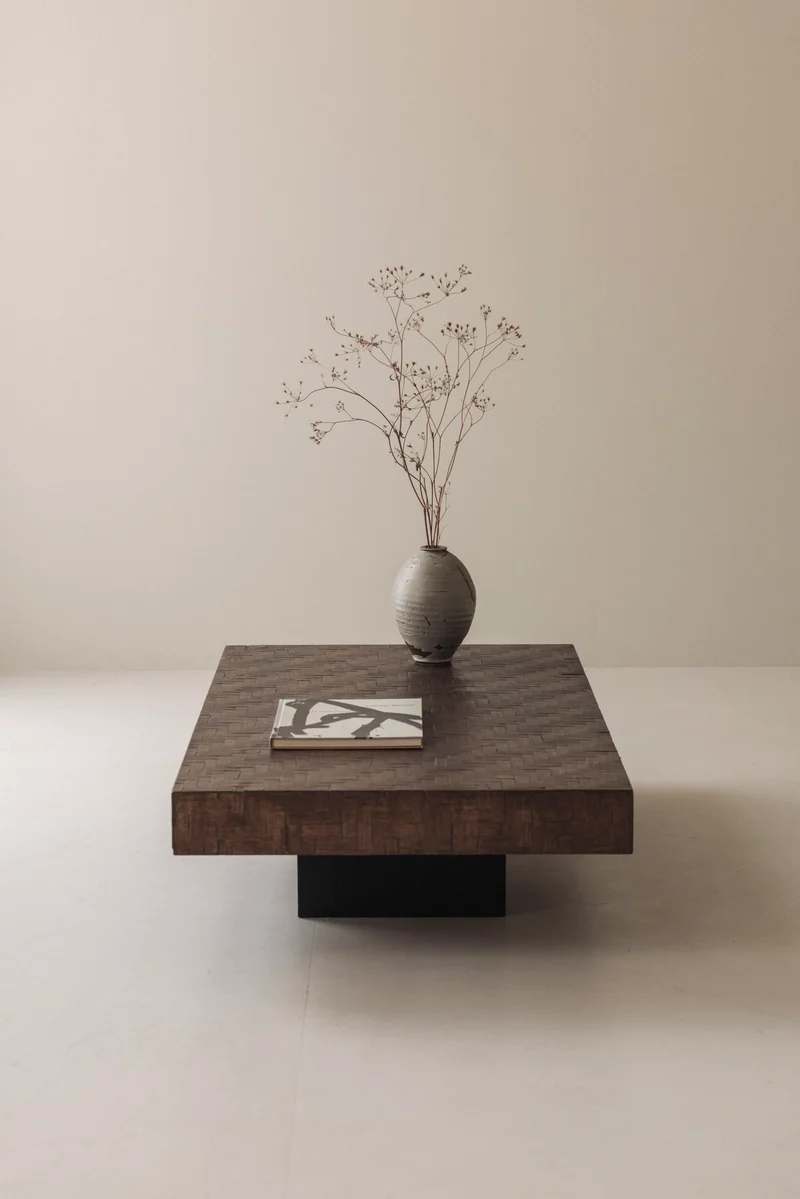 Rectangular Stained Bamboo Coffee Table, France 1960s