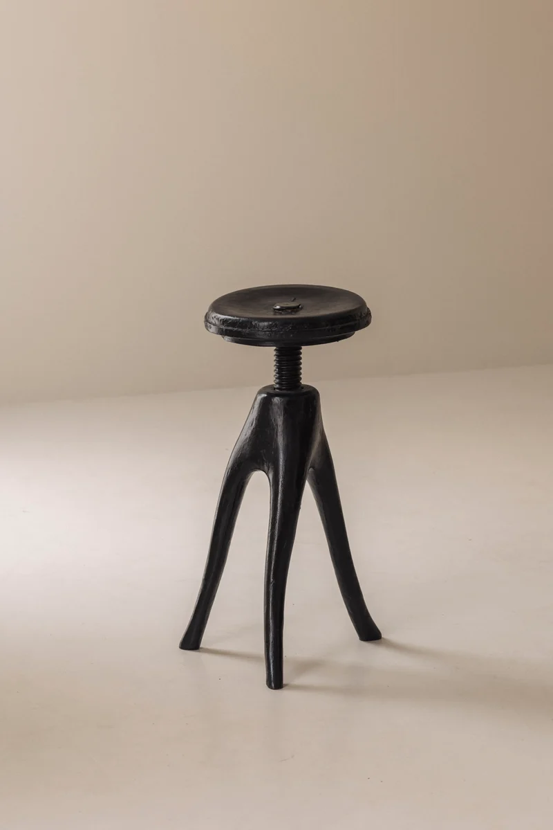 Danish Organic Tripod Stool with Adjustable Seat, Early 20th Century