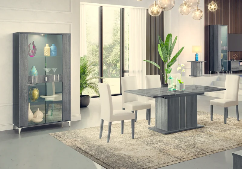 Salle à manger design bois gris foncé – LUNA