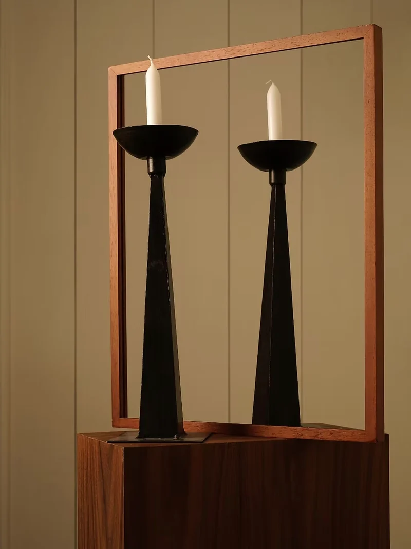 Sculptural Iron Candleholders