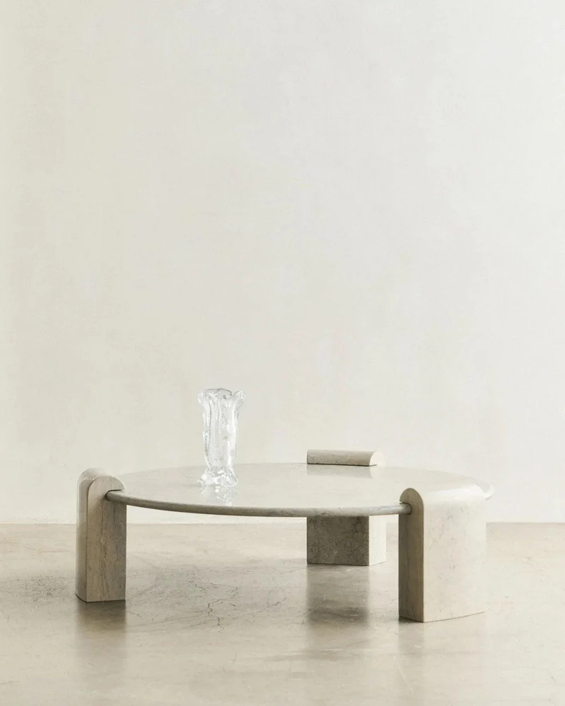 STONE COLUMN COFFEE TABLE - ATAIJA AZUL LIMESTONE
