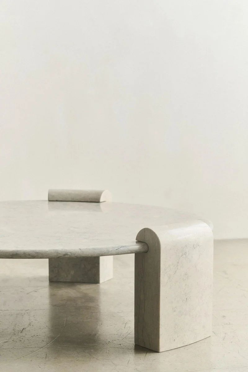 STONE COLUMN COFFEE TABLE - ATAIJA AZUL LIMESTONE