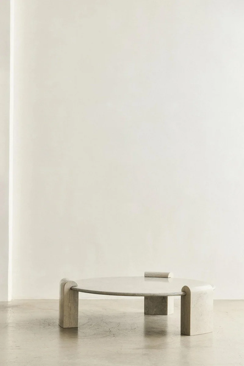 STONE COLUMN COFFEE TABLE - ATAIJA AZUL LIMESTONE