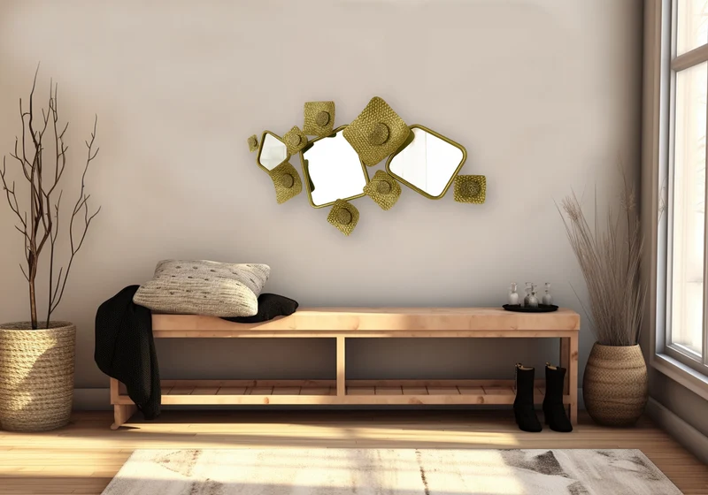 Miroir design géométrique métal doré - Kubia