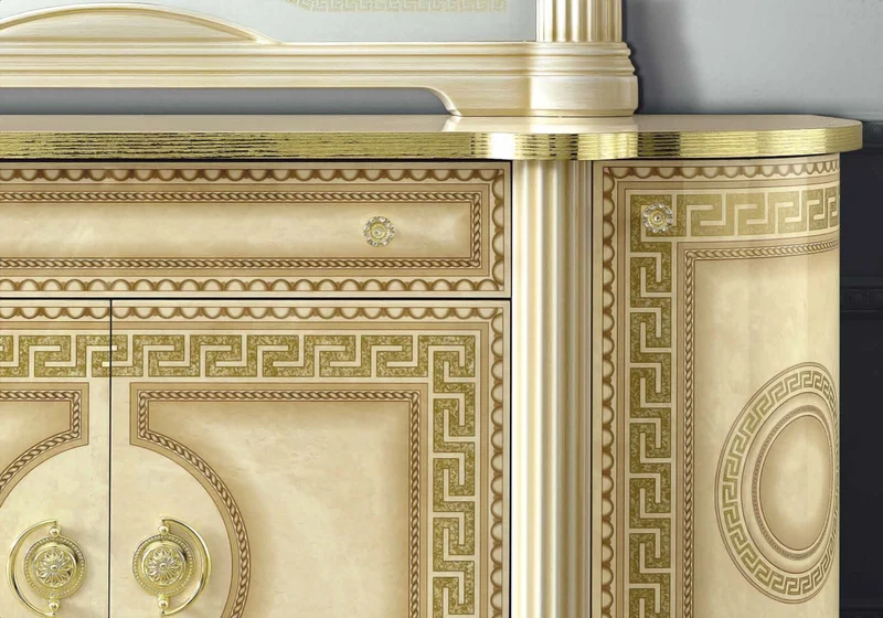 Salle à manger ovale baroque ivoire et or versace – IMPERIA