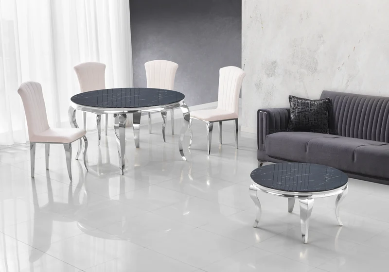 Chaises en velours écru et pieds argent - Nova x6